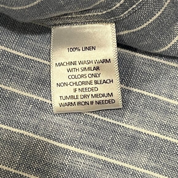 UNTUCKit Men's Linen Striped Long Sleeve Shirt, Blue, L - Picture 4 of 6